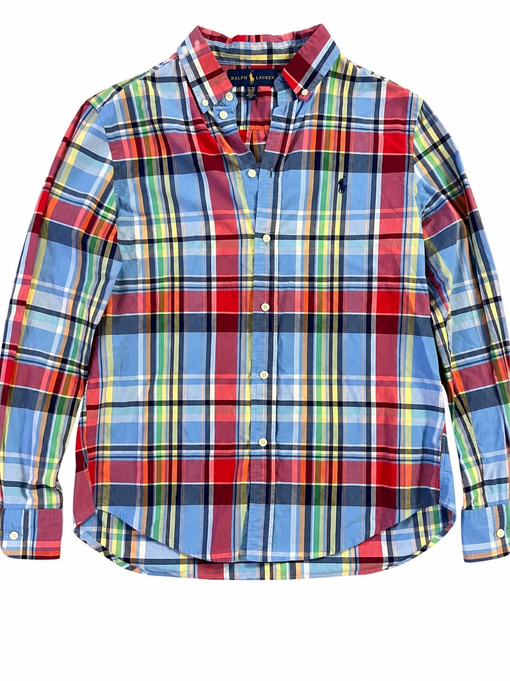 Ralph Lauren Red Blue Multicolor Plaid Button-Down Shirt Boys size xl (18-20)